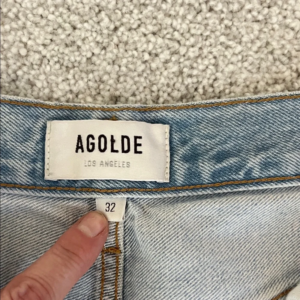 Agolde Light Wash Button-Fly Straight Jeans - Picture 3 of 6